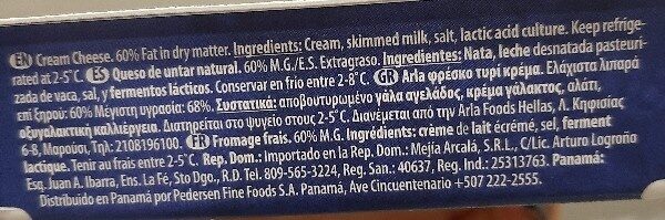 Foto da lista de ingredientes