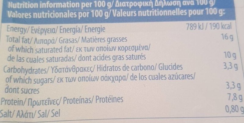 Foto da tabela nutricional