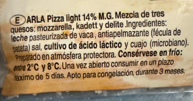 Foto da lista de ingredientes