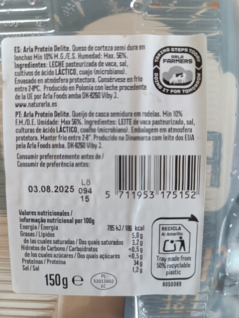 Foto da lista de ingredientes
