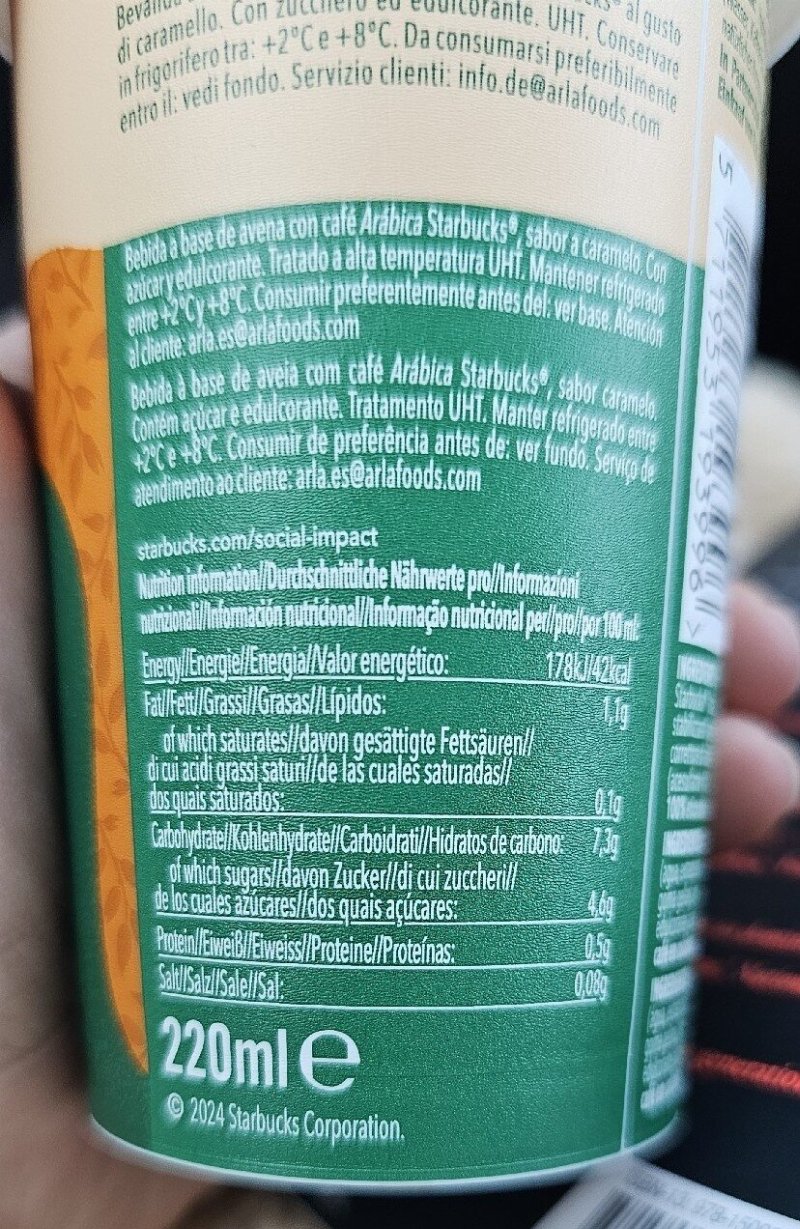 Foto da tabela nutricional