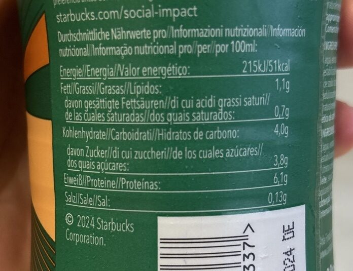 Foto da tabela nutricional