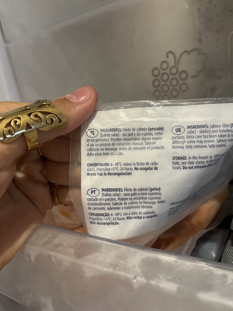 Foto da lista de ingredientes