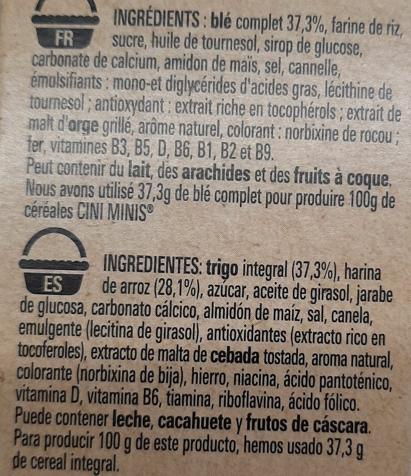 Foto da lista de ingredientes