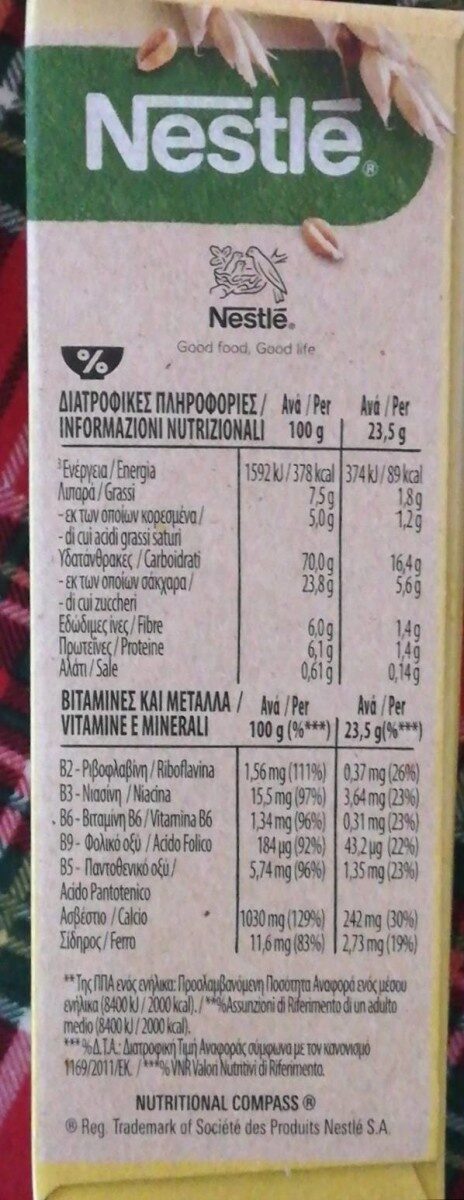 Foto da tabela nutricional