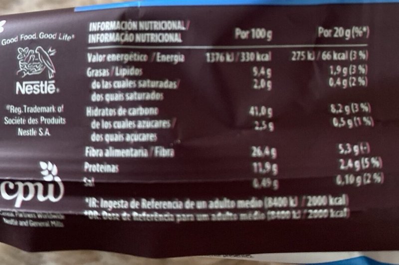 Foto da tabela nutricional