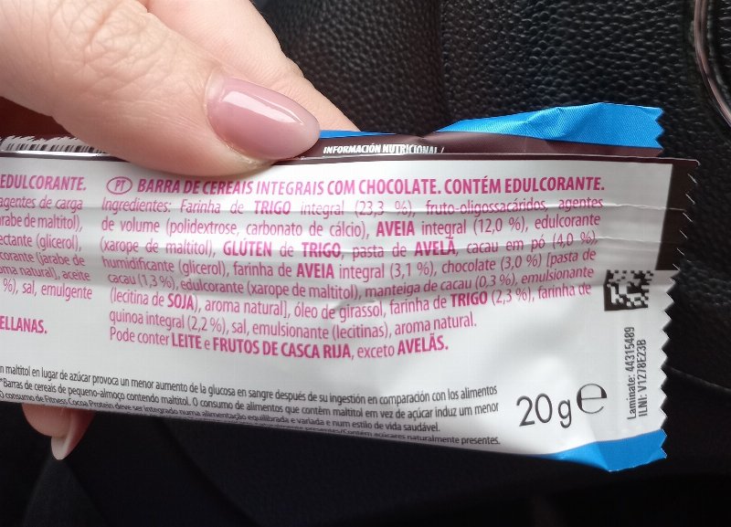 Foto da lista de ingredientes