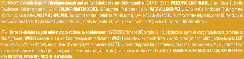 Foto da lista de ingredientes