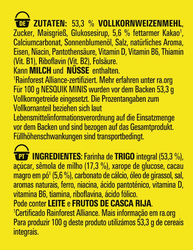 Foto da lista de ingredientes