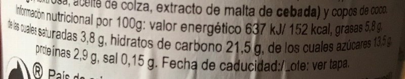 Foto da tabela nutricional