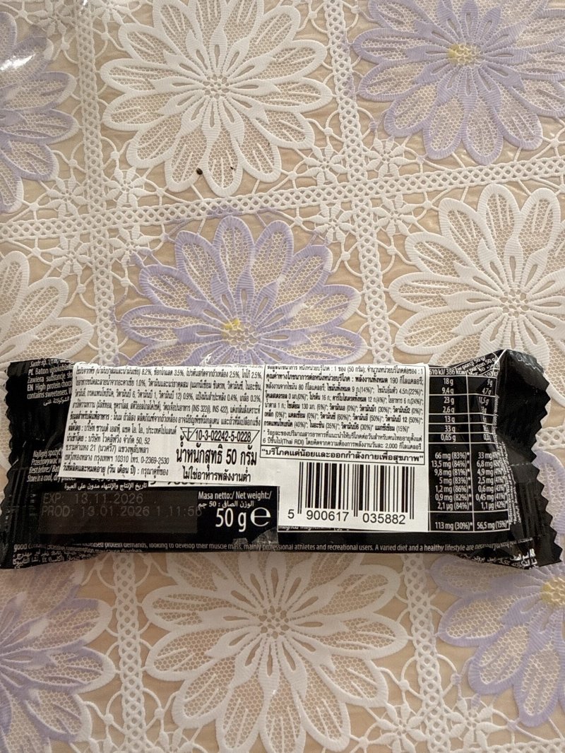 Foto da tabela nutricional