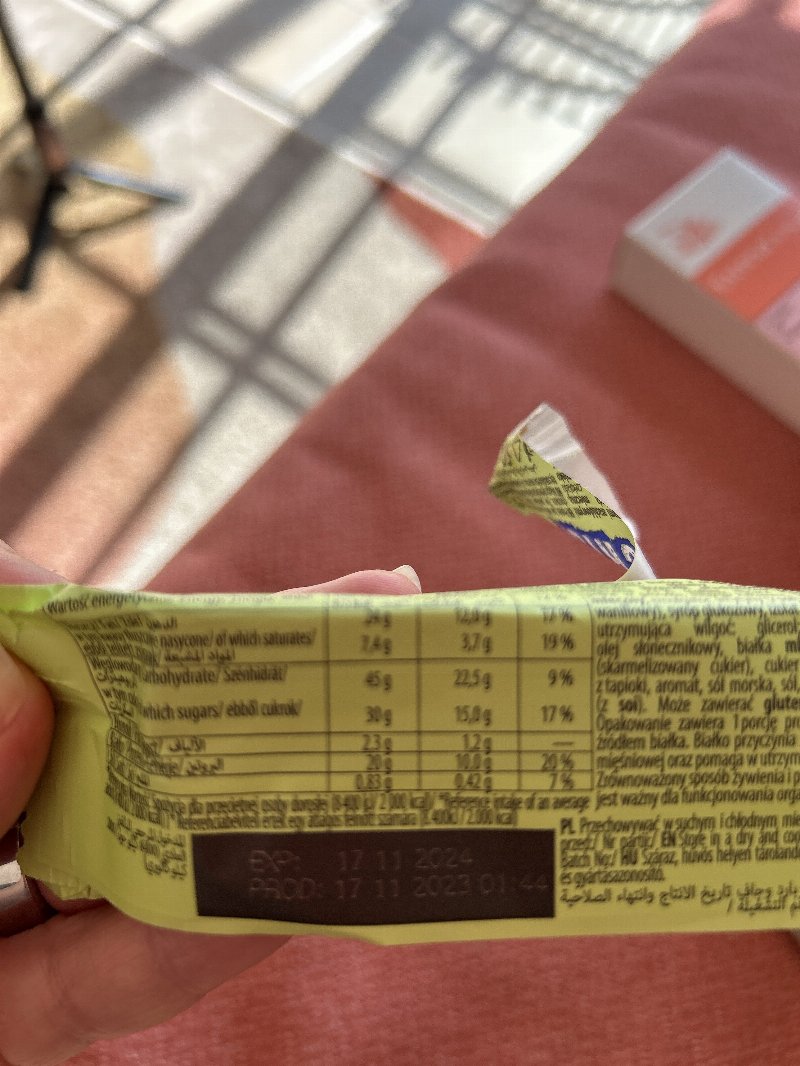 Foto da lista de ingredientes