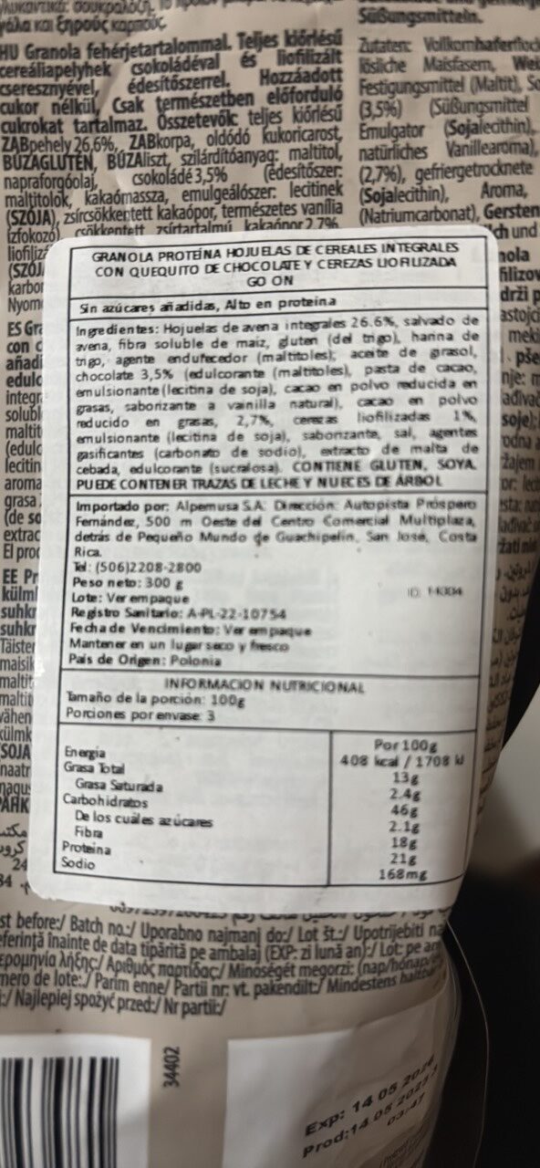 Foto da tabela nutricional