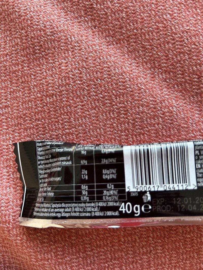 Foto da lista de ingredientes