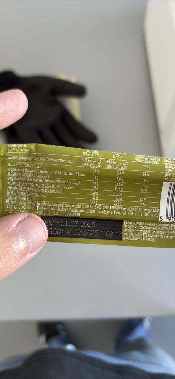 Foto da tabela nutricional