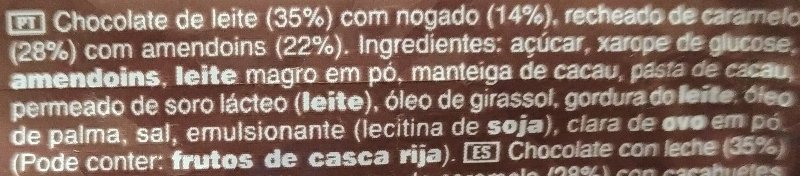 Foto da lista de ingredientes
