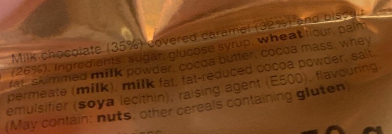 Foto da lista de ingredientes