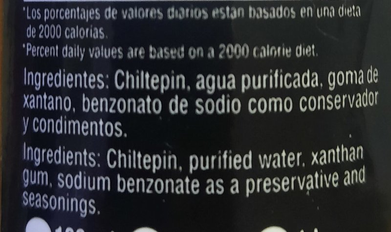 Foto da lista de ingredientes