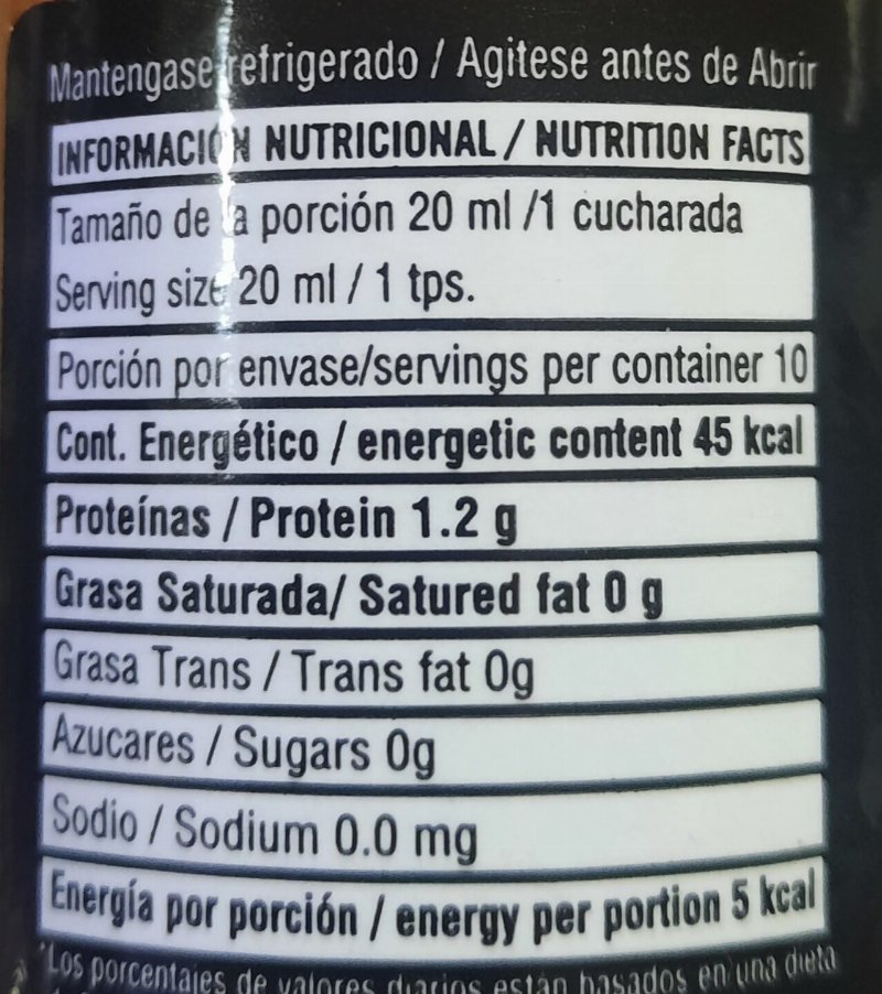 Foto da tabela nutricional