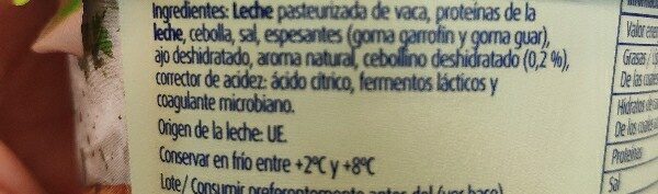 Foto da lista de ingredientes