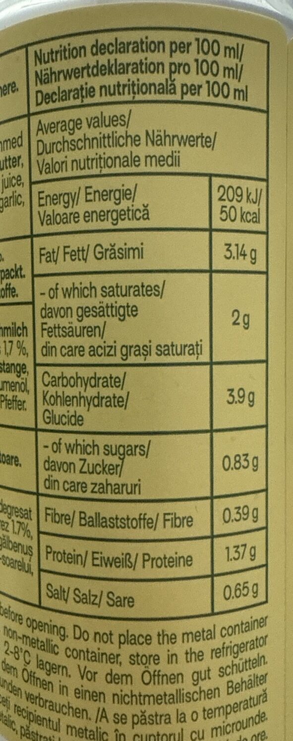 Foto da tabela nutricional