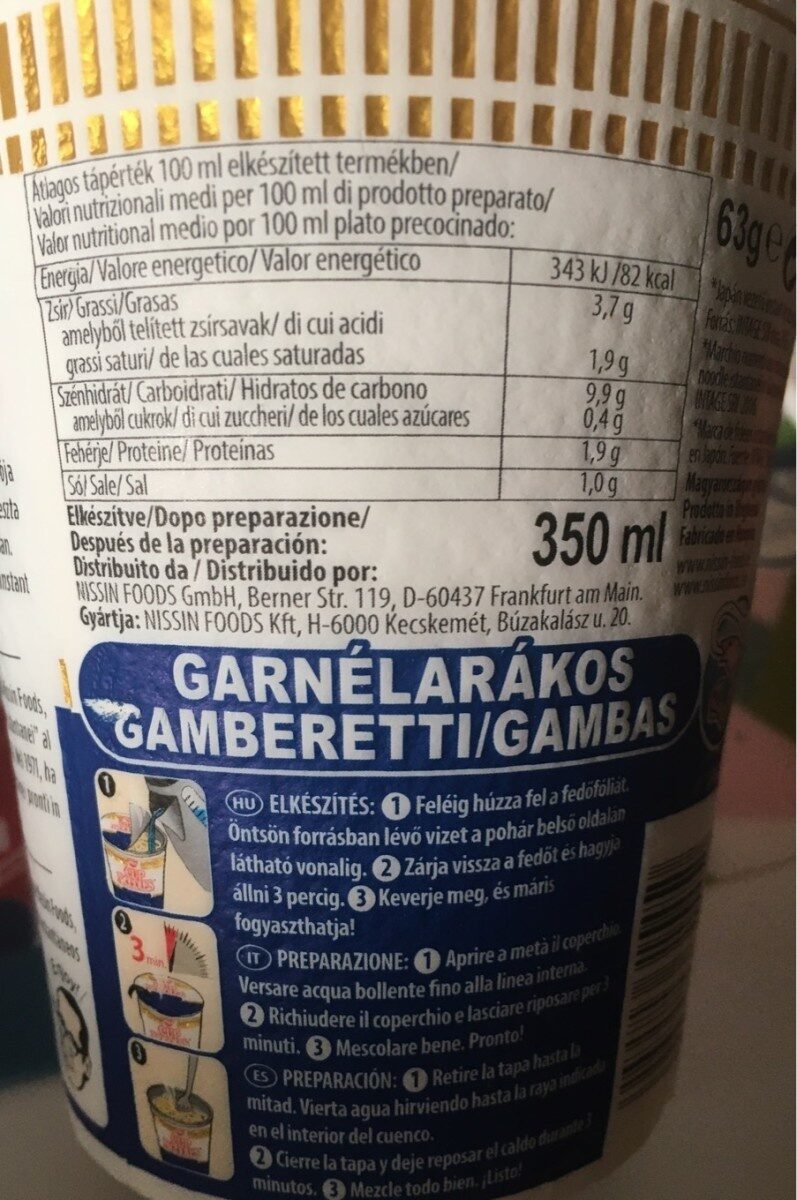 Foto da tabela nutricional