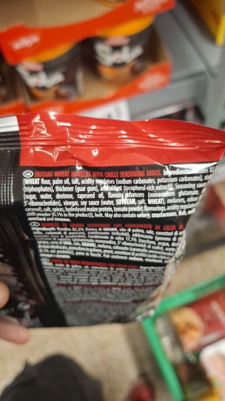Foto da lista de ingredientes