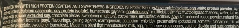 Foto da lista de ingredientes