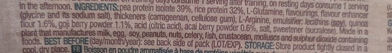 Foto da lista de ingredientes