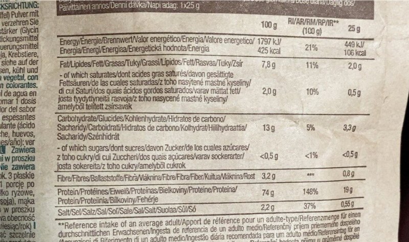 Foto da tabela nutricional
