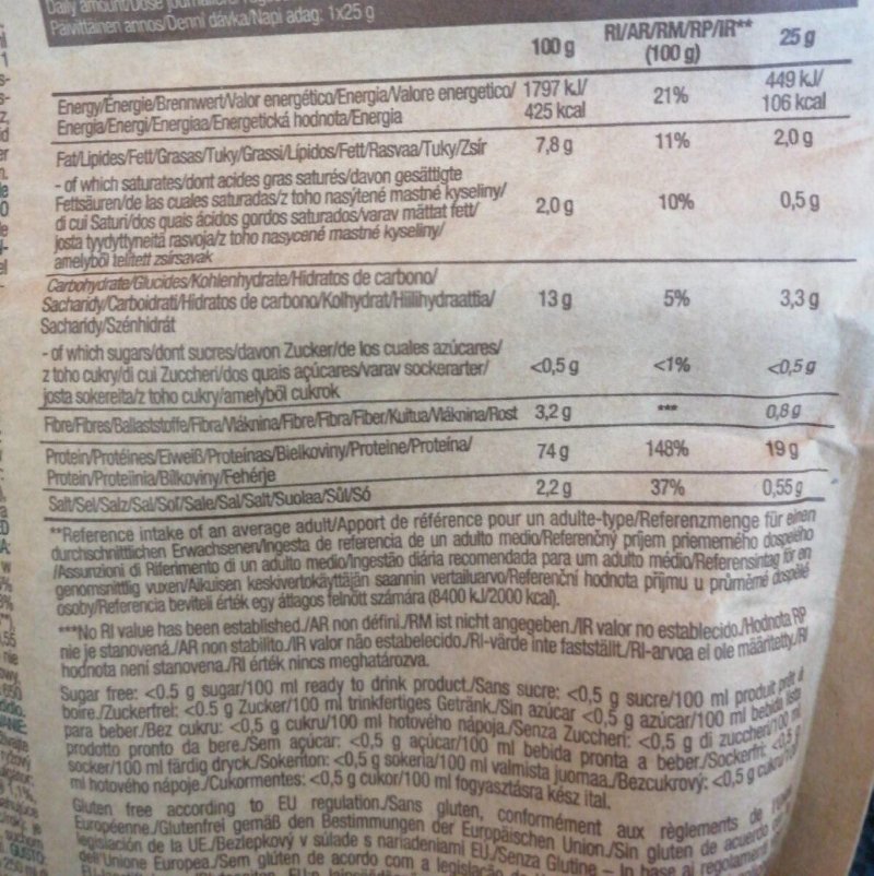 Foto da tabela nutricional