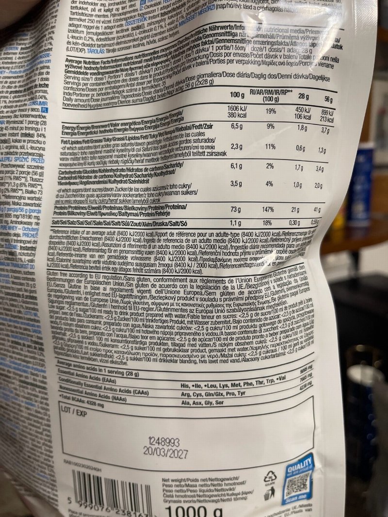 Foto da tabela nutricional