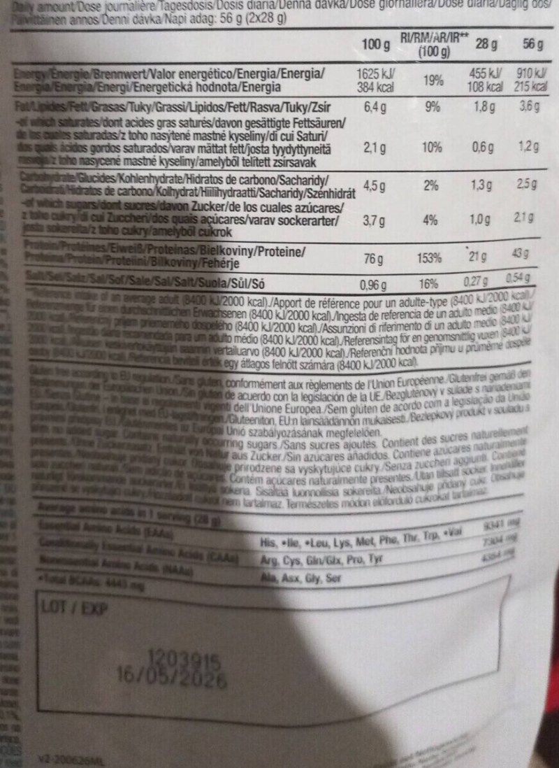 Foto da tabela nutricional