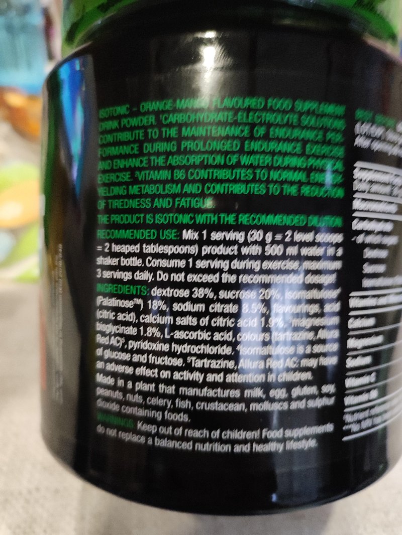 Foto da lista de ingredientes