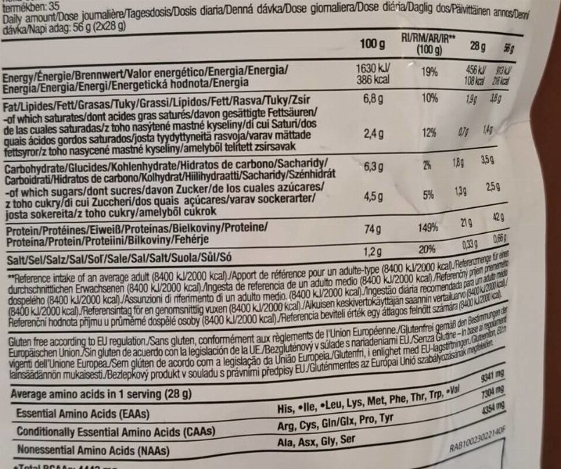 Foto da tabela nutricional