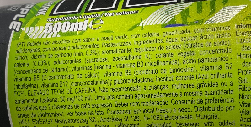 Foto da lista de ingredientes