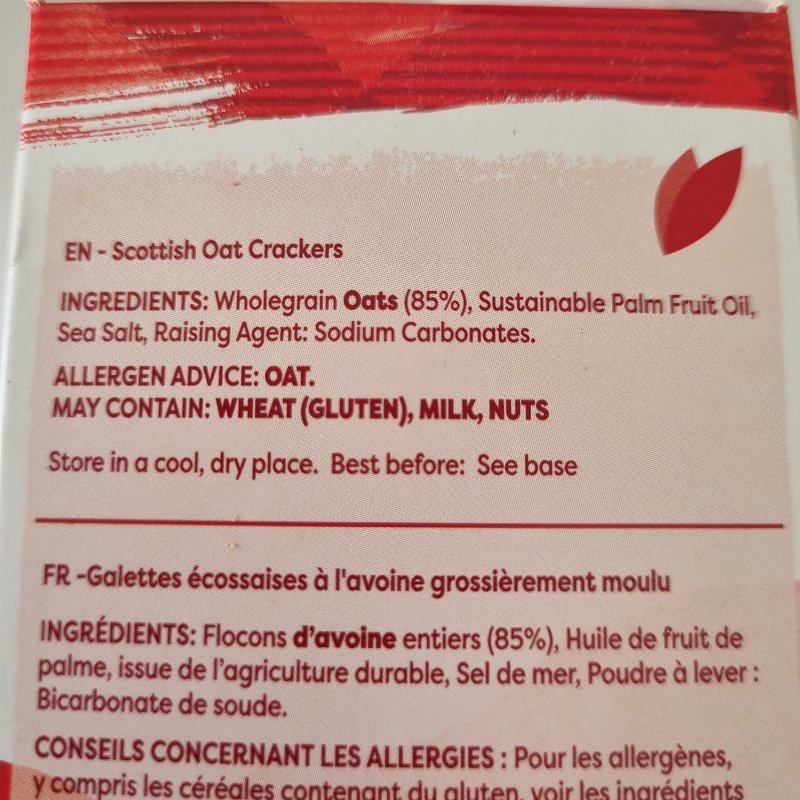 Foto da lista de ingredientes