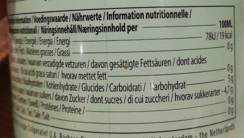 Foto da tabela nutricional