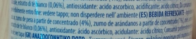 Foto da lista de ingredientes