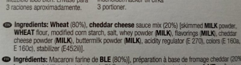 Foto da lista de ingredientes