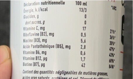 Foto da tabela nutricional