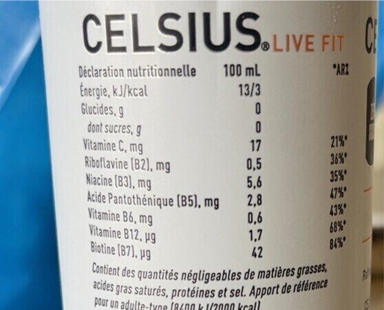 Foto da tabela nutricional