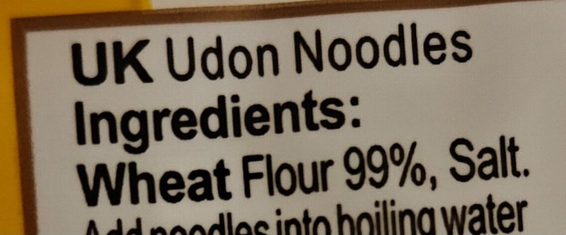 Foto da lista de ingredientes