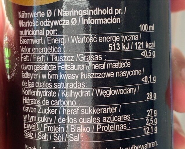 Foto da tabela nutricional