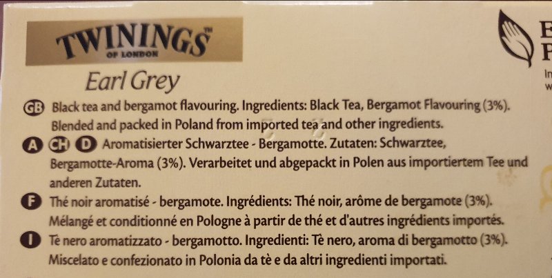 Foto da lista de ingredientes
