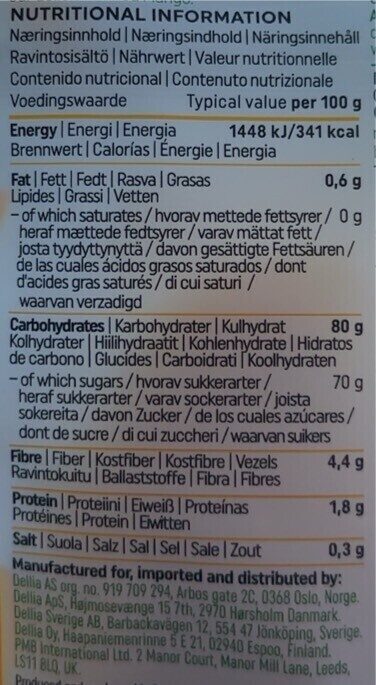 Foto da tabela nutricional