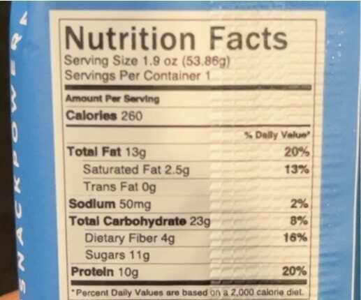 Foto da tabela nutricional