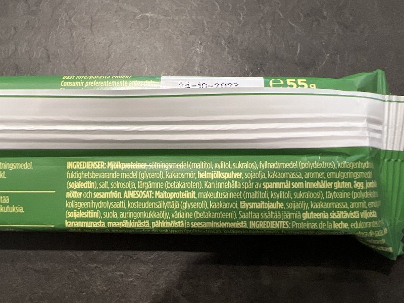 Foto da lista de ingredientes