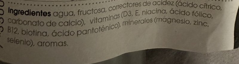 Foto da lista de ingredientes