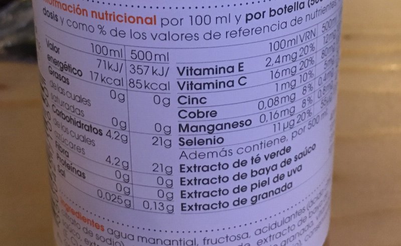 Foto da tabela nutricional